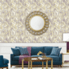MODERN LAVENDER AND GOLD GEOMETRIC WALLPAPER WITH STONE-TEXTURED EFFECT AND METALLIC ACCENTS WALLPAPER