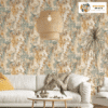 ABSTRACT TEXTURED WALLPAPER IN EARTHY AND TEAL TONES FOR A BOHO-CHIC INTERIOR WALLPAPER