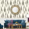 BOTANICAL INSPIRED WALLPAPER WITH HAND-PAINTED PINE SPRIGS ON A WARM IVORY BACKGROUND WALLPAPER
