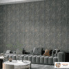 ELEGANT BOTANICAL WALLPAPER WITH LEAF PATTERN IN GREY AND SAGE GREEN FOR A SOPHISTICATED SPACE WALLPAPER