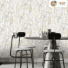 ELEGANT MARBLE EFFECT WALLPAPER IN WHITE AND GOLD FOR A LUXURIOUS DINING AREA WALLPAPER
