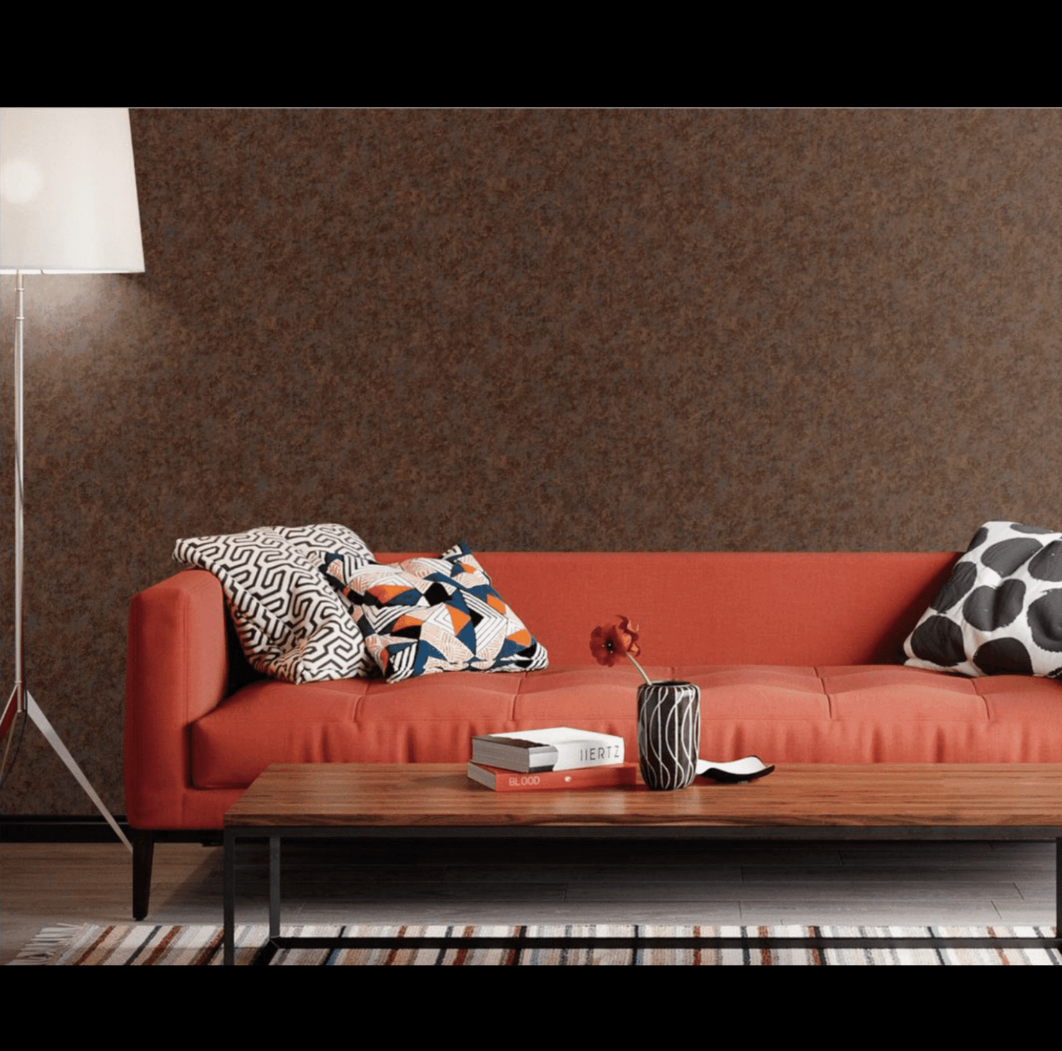 WARM RUSTIC TEXTURED WALLPAPER IN EARTHY BROWN TONES FOR A COZY ATMOSPHERE WALLPAPER