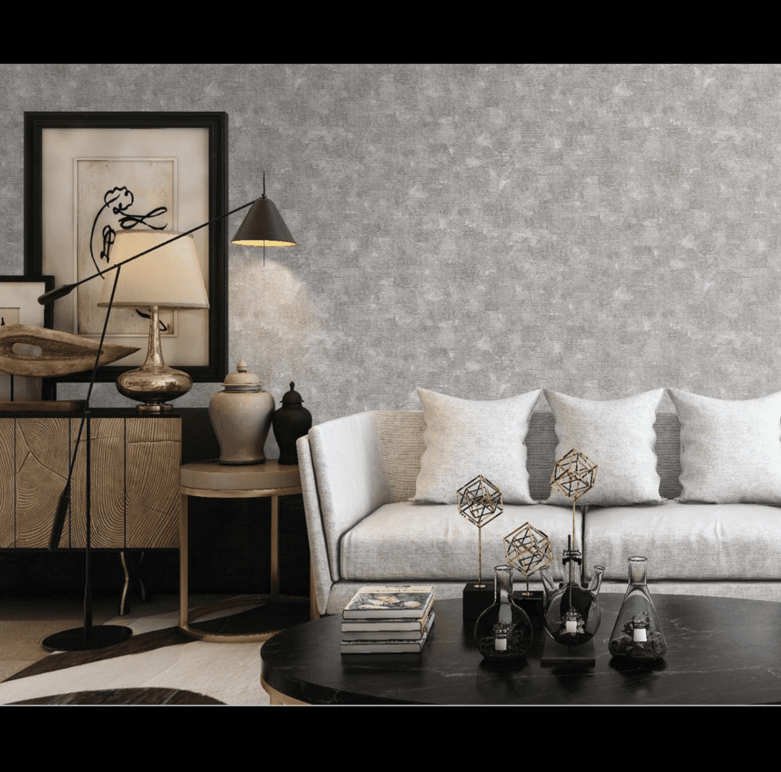 SOPHISTICATED GREY TEXTURED WALLPAPER FOR A MODERN AND ELEGANT LIVING SPACE WALLPAPER