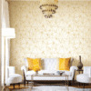 ELEGANT GEOMETRIC WALLPAPER WITH GOLD TRIANGULAR PATTERN ON A CREAM BACKGROUND FOR A SOPHISTICATED LIVING ROOM WALLPAPER