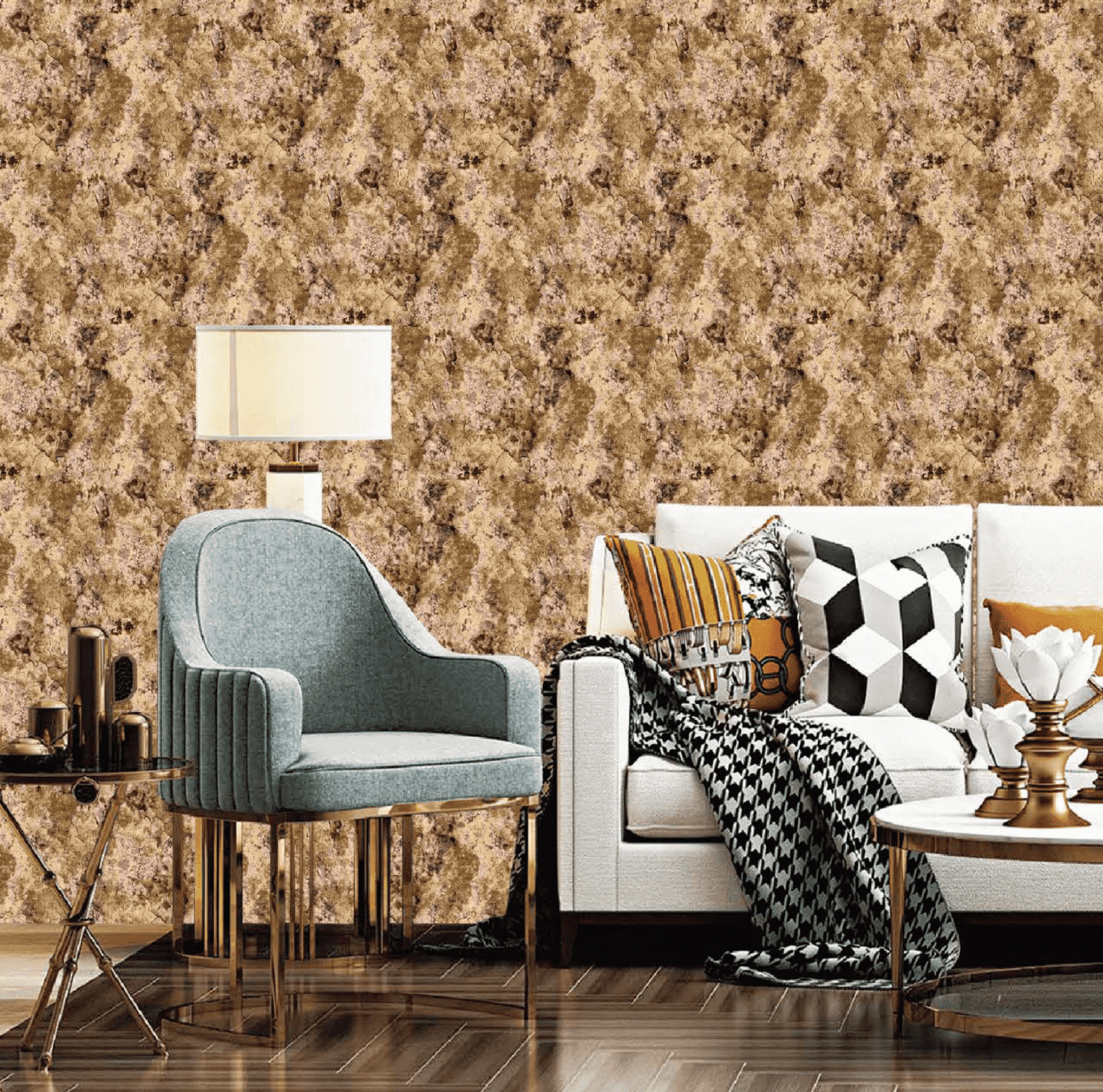 EARTHY TEXTURED WALLPAPER IN RICH BROWN AND BEIGE TONES FOR NATURAL WARMTH WALLPAPER