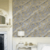 SOPHISTICATED GEOMETRIC WALLPAPER WITH GOLD LINES ON A GREY MARBLED BACKGROUND FOR A MODERN LIVING ROOM WALLPAPER
