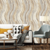 FLOWING WAVE PATTERN WALLPAPER IN NEUTRAL BEIGE AND GREY FOR A SERENE AND MODERN SPACE WALLPAPER