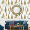 RADIANT GOLD FERN WALLPAPER ON A LIGHT BACKGROUND FOR A BRIGHT AND LUXURIOUS FEEL WALLPAPER