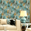 ABSTRACT IMPRESSIONIST WALLPAPER IN TEAL, YELLOW, AND GREY FOR A VIBRANT ARTISTIC STATEMENT WALL WALLPAPER