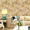 ABSTRACT IMPRESSIONIST WALLPAPER IN BEIGE, YELLOW, AND BROWN FOR A WARM ARTISTIC STATEMENT WALL WALLPAPER