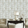 BOTANICAL TREE BRANCH WALLPAPER IN SOFT GREY AND GOLD FOR A SERENE AND ELEGANT TOUCH WALLPAPER
