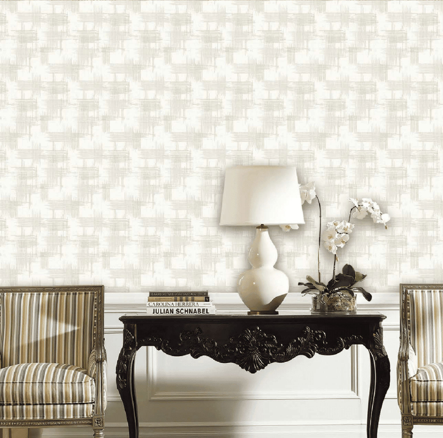 SOFT TEXTURED WALLPAPER IN LIGHT BEIGE AND WHITE FOR A GENTLE AND MODERN AMBIANCE WALLPAPER