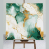 LUXURY ABSTRACT PANEL WITH AN EMERALD GREEN AND A VIBRANT JADE AND GOLD MARBLE DESIGN UV MARBLE SHEET