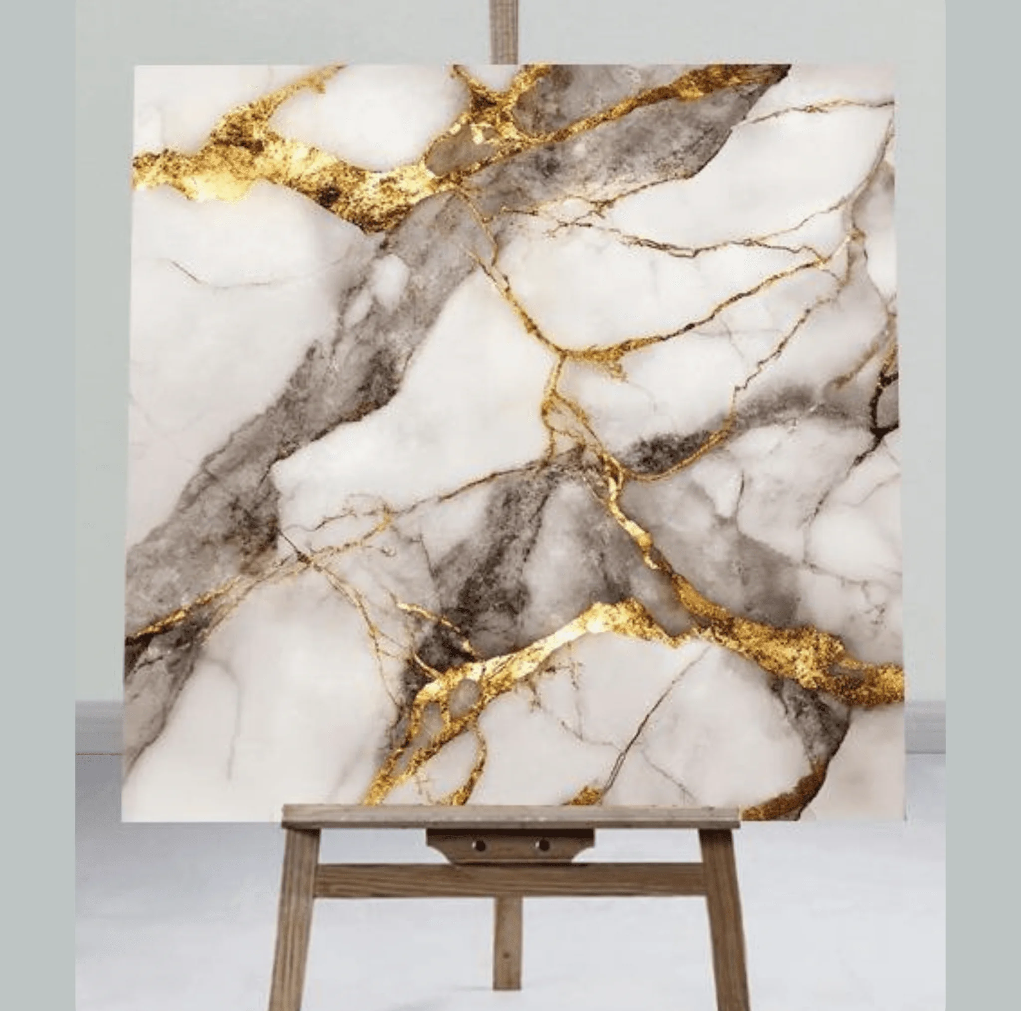 BOLD VEINS OF SMOKY GREY AND RICH, TEXTURED GOLD DRAMATICALLY FRACTURE A PRISTINE WHITE MARBLE CANVAS UV MARBLE SHEET