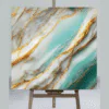 MODERN HIGH GLOSS MARBLE PANEL IN TURQUOISE WITH AQUA RIVER AND GOLD VEINS UV MARBLE SHEET