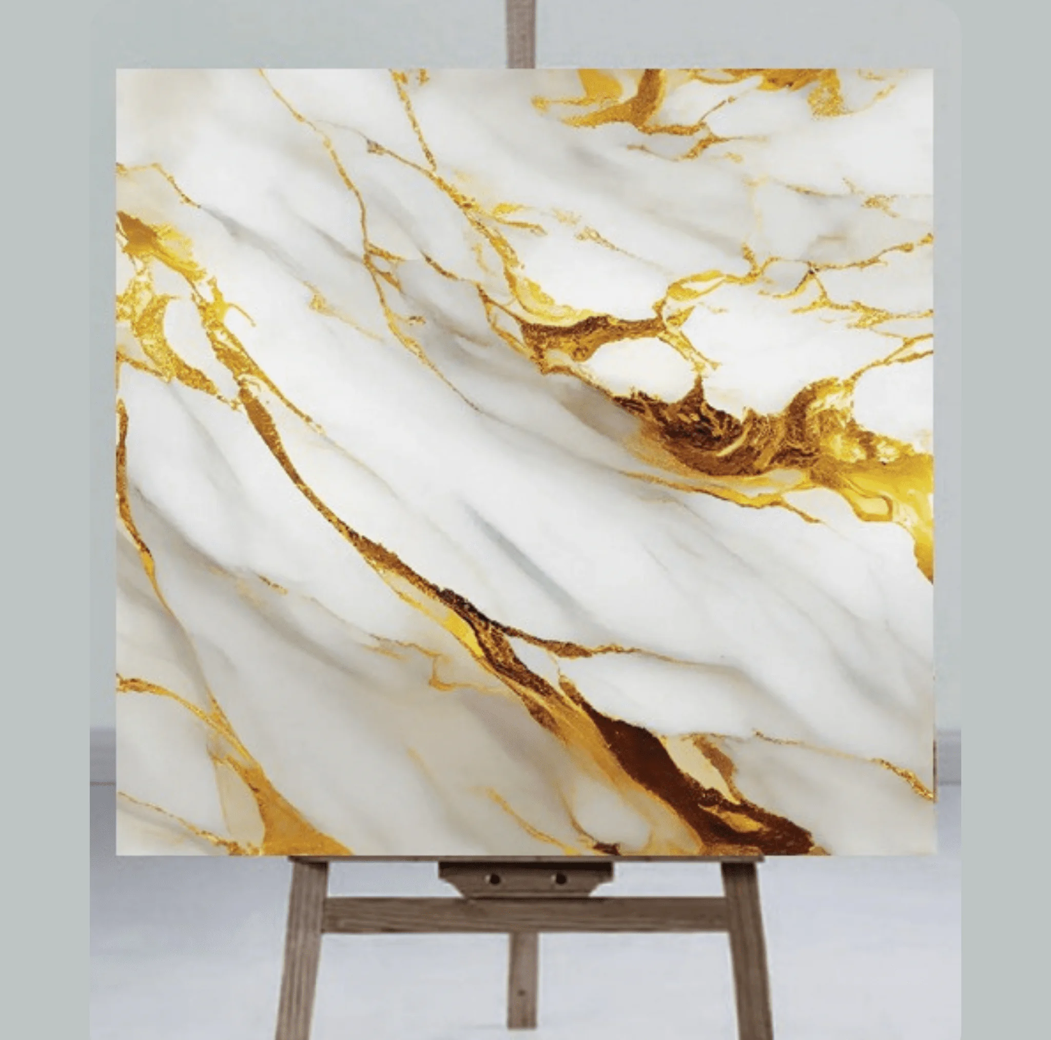 RICH WHITE DECORATIVE DESIGN WITH RICH MOLTEN GOLD VEINS LOOK UV MARBLE SHEET