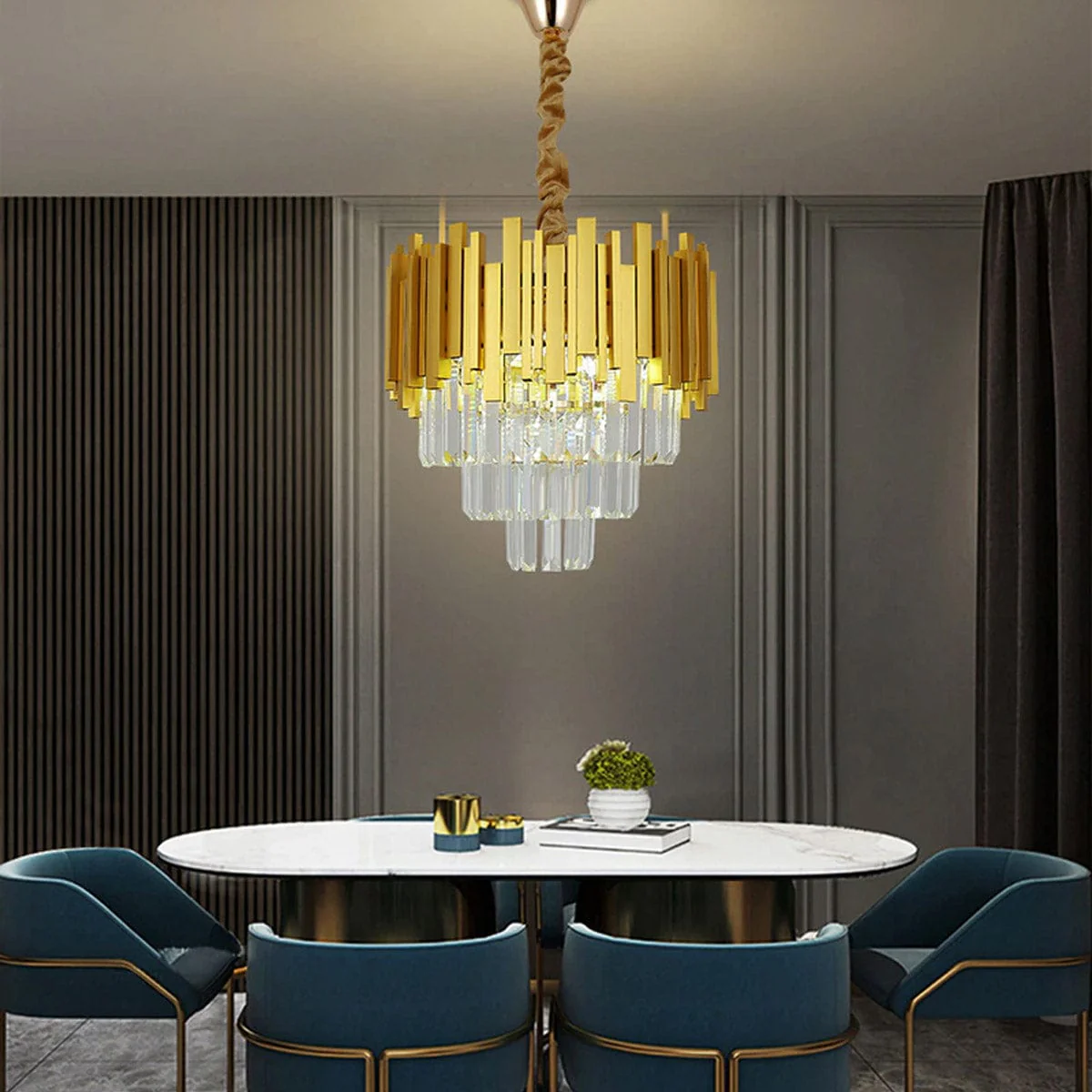 Golden Mamba Round Crystal Chandelier