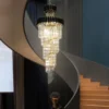 Black Geminus Long Crystal Chandelier