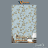 DELICATE CHERRY BLOSSOM TRAIL WALLPAPER IN SOFT YELLOW AND BROWN ON A LIGHT BLUE GROUND FOR A PEACEFUL BEDROOM OR STUDY WALLPAPER.