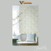 LUXURIOUS DAMASK TRELLIS WALLPAPER IN PALE GOLD AND CREAM ON A SOFT MINT BACKGROUND FOR A BRIGHT AND ELEGANT SITTING AREA WALLPAPER.