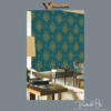 OPULENT DAMASK MEDALLION WALLPAPER IN RICH GOLD ON A DEEP TEAL BACKGROUND FOR A STATEMENT LIVING ROOM WALLPAPER.