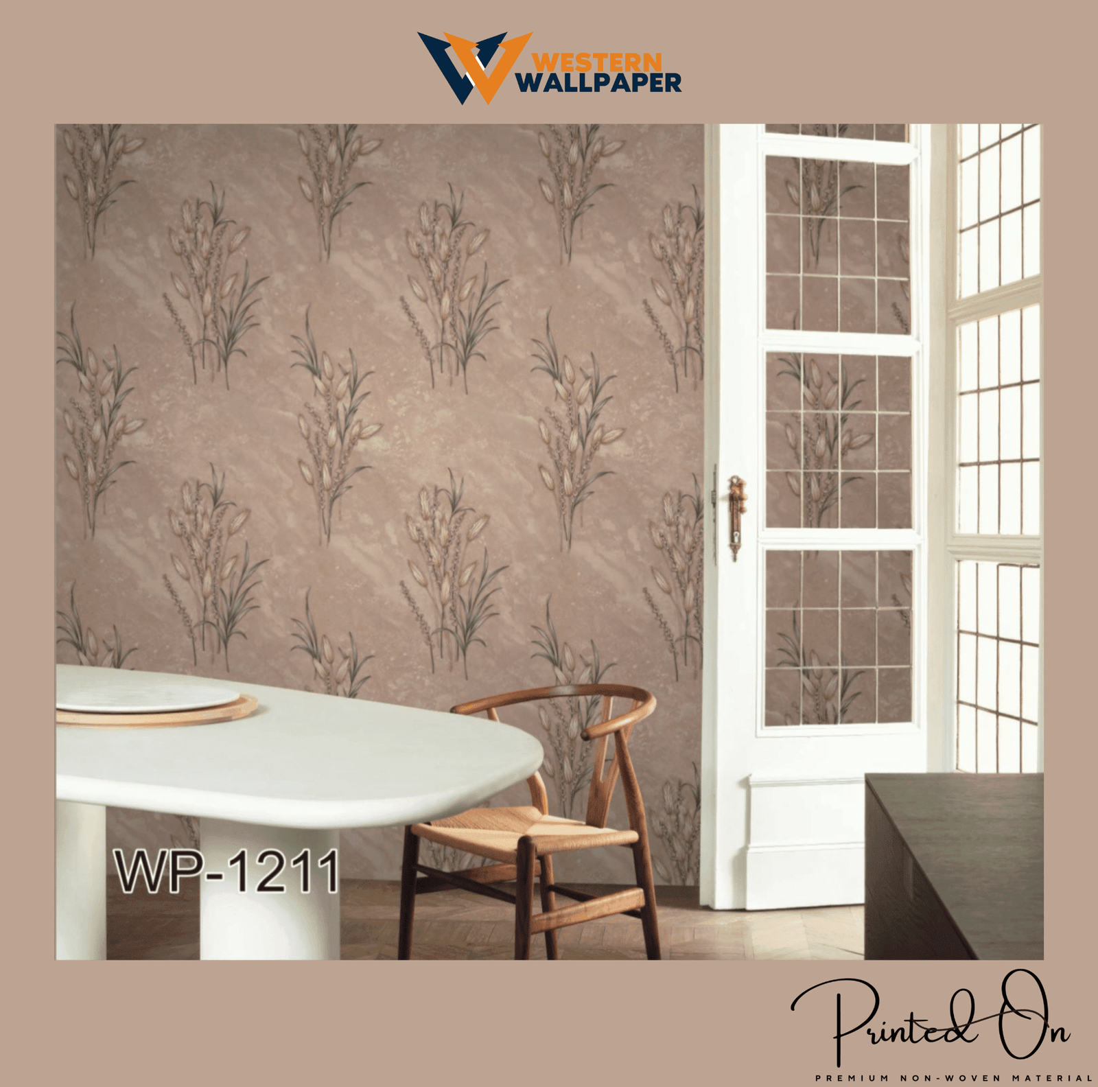 ABSTRACT BOTANICAL WALLPAPER IN BEIGE AND TAUPE FOR A RUSTIC AND CONTEMPORARY NATURE-INSPIRED AESTHETIC WALLPAPER.