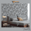 ABSTRACT FLORAL AND VINE PATTERN WALLPAPER IN GREY AND BLUE FOR A SOFT, ELEGANT, AND VINTAGE-INSPIRED BEDROOM WALLPAPER