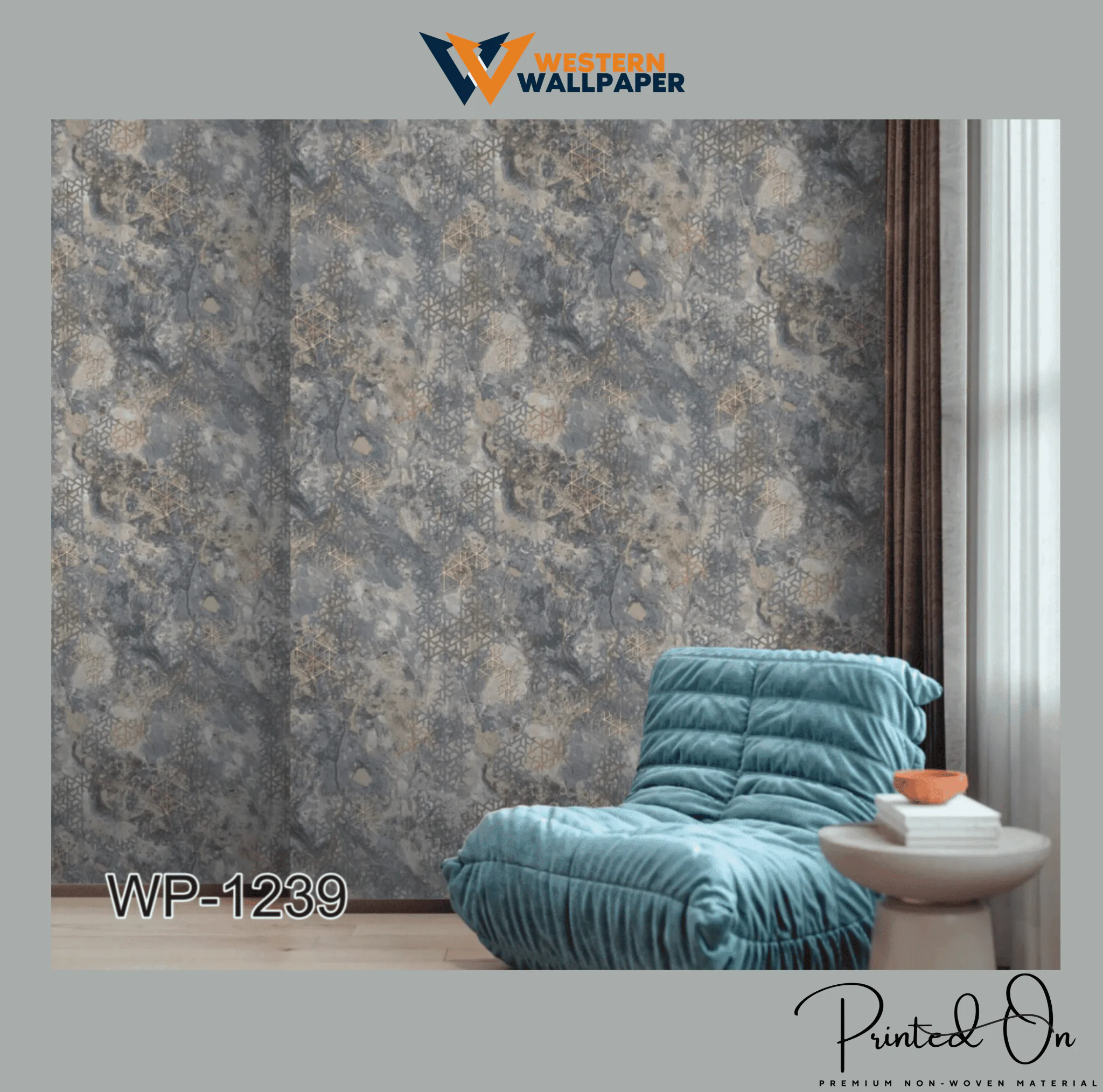 GRAY MARBLE-LIKE AND GEOMETRIC WALLPAPER FOR A CONTEMPORARY, ARTISTIC, AND SOPHISTICATED LIVING SPACE STATEMENT WALLPAPER.