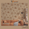 ABSTRACT SUNBURST WALLPAPER IN BROWN AND GOLD FOR A MODERN, ARTISTIC, AND WARM LIVING ROOM AESTHETIC WALLPAPER.