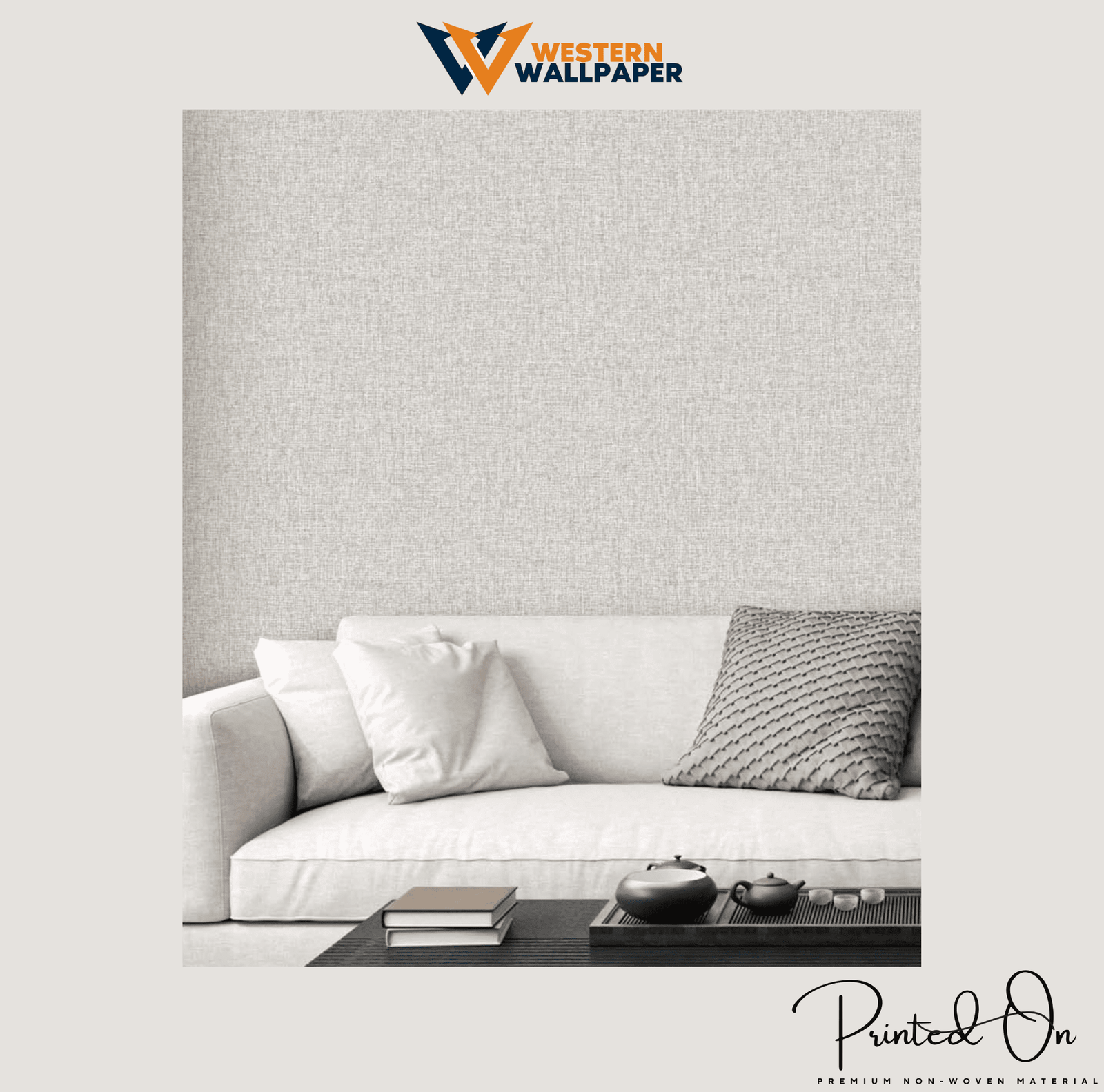 FAUX GRASSCLOTH TEXTURE WALLPAPER IN NEUTRAL CREAM AND BEIGE FOR A MINIMALIST AND TEXTURED LIVING ROOM WALLPAPER.