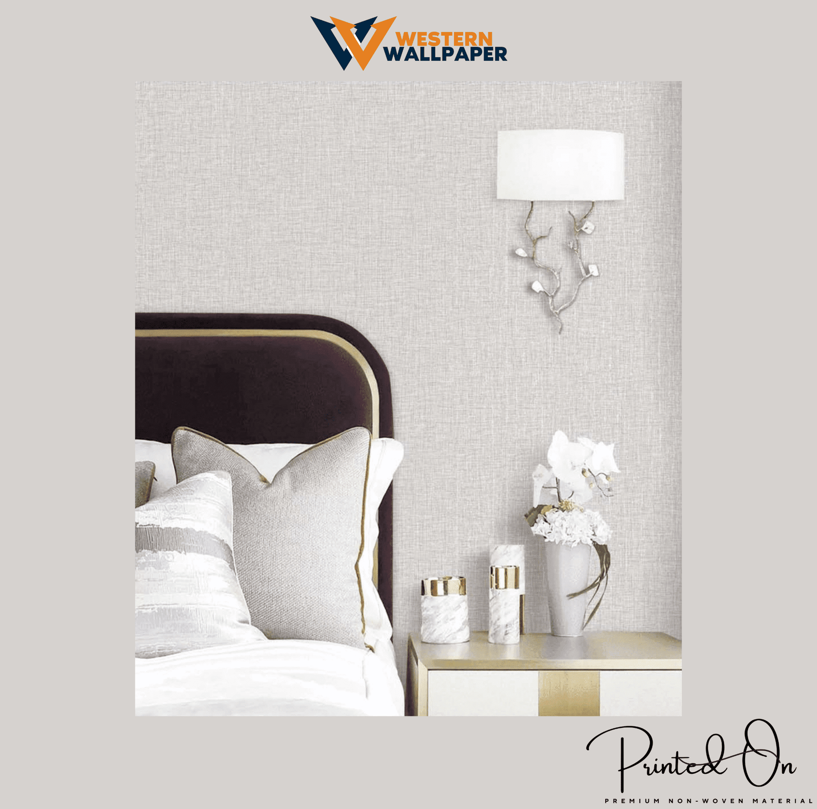 SUBTLE WOVEN TEXTURE WALLPAPER IN PALE BEIGE AND CREAM FOR A LUXURIOUS AND SERENE MASTER BEDROOM WALLPAPER.