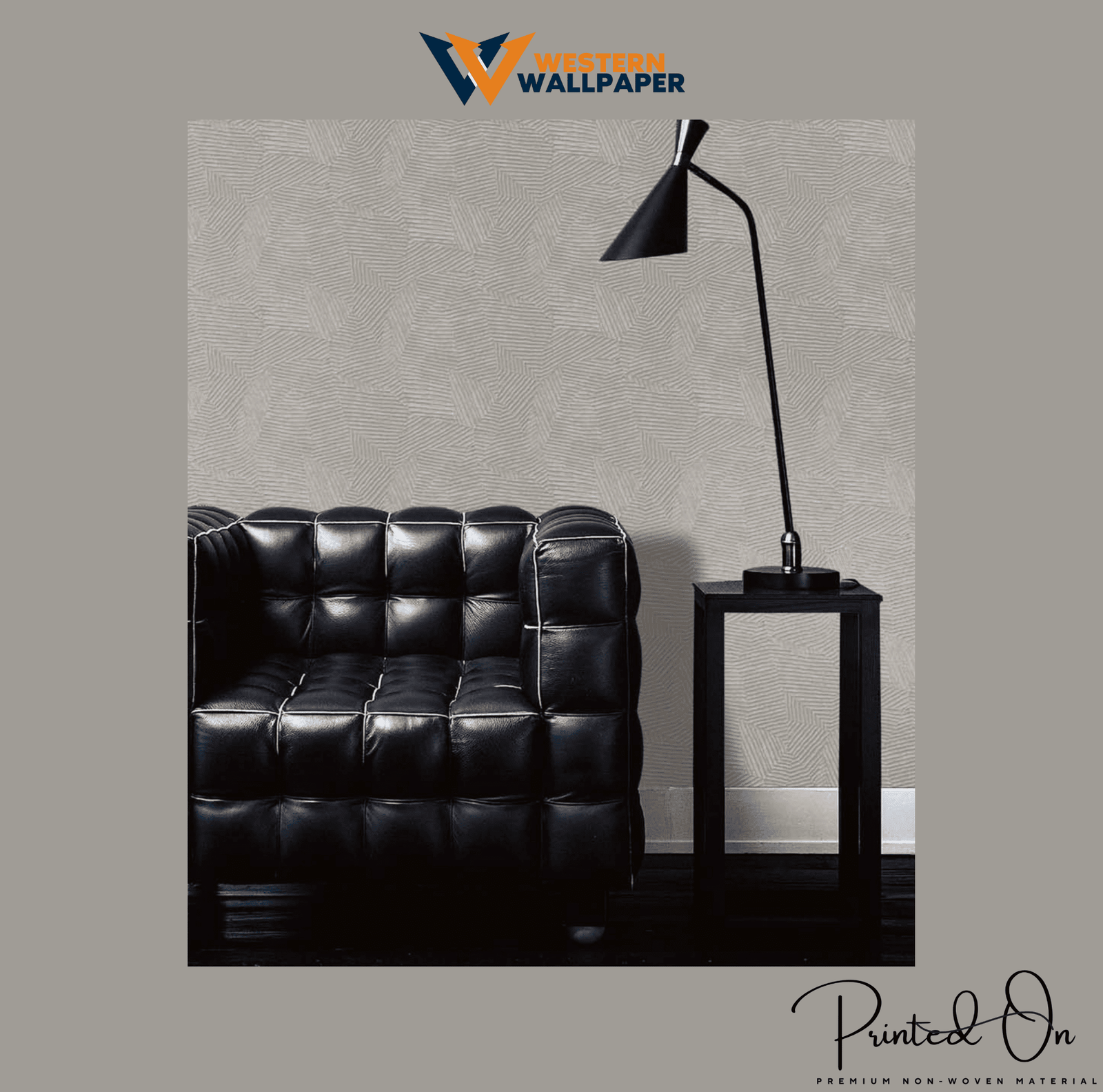 MODERN ABSTRACT LINE WALLPAPER IN MUTED BEIGE AND WHITE FOR A TEXTURED AND SOPHISTICATED HOME OFFICE WALLPAPER.