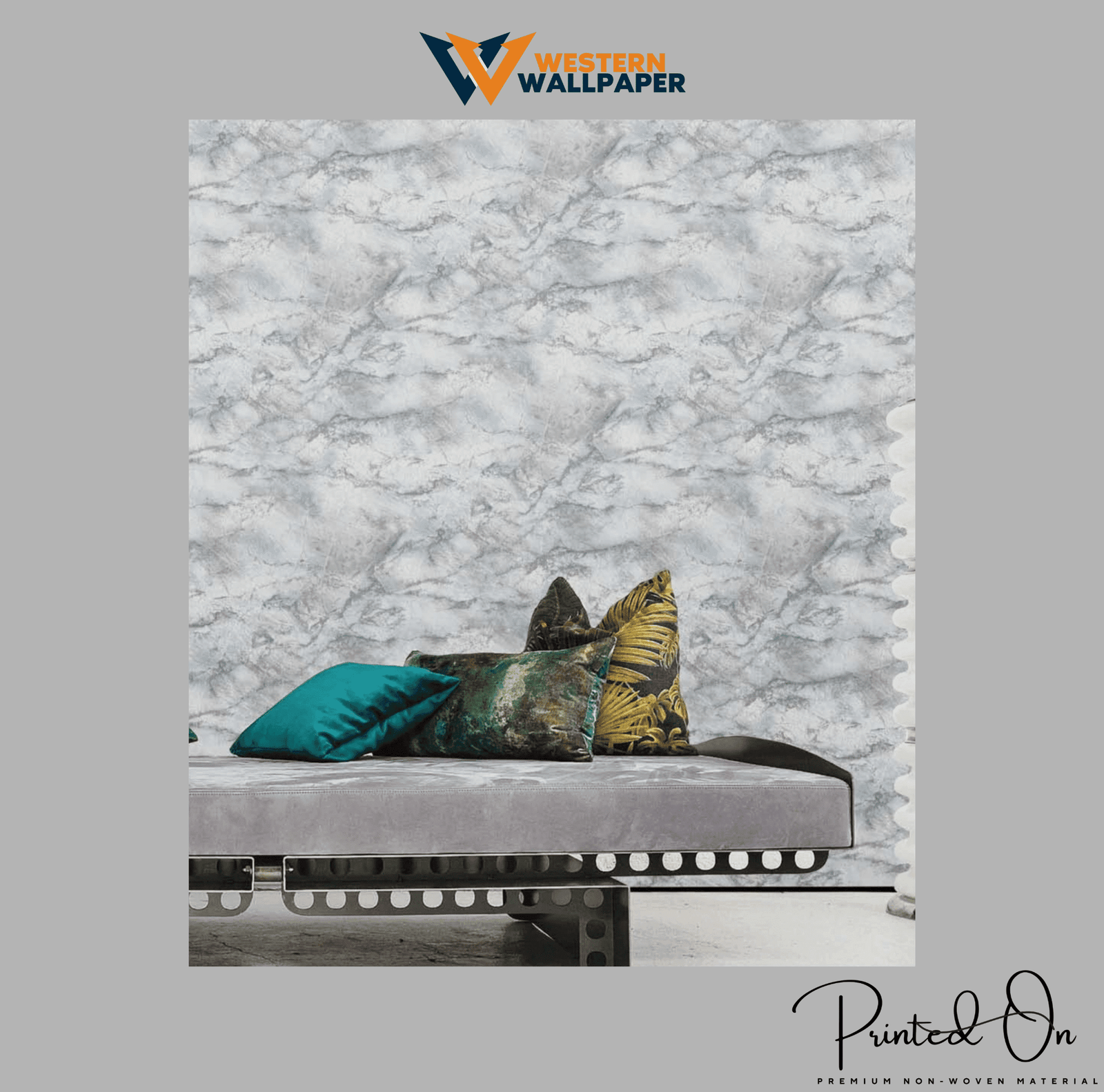 FAUX MARBLE SLAB WALLPAPER IN LIGHT GREY AND WHITE FOR A LUXURIOUS AND MINIMALIST MODERN ACCENT WALLPAPER.