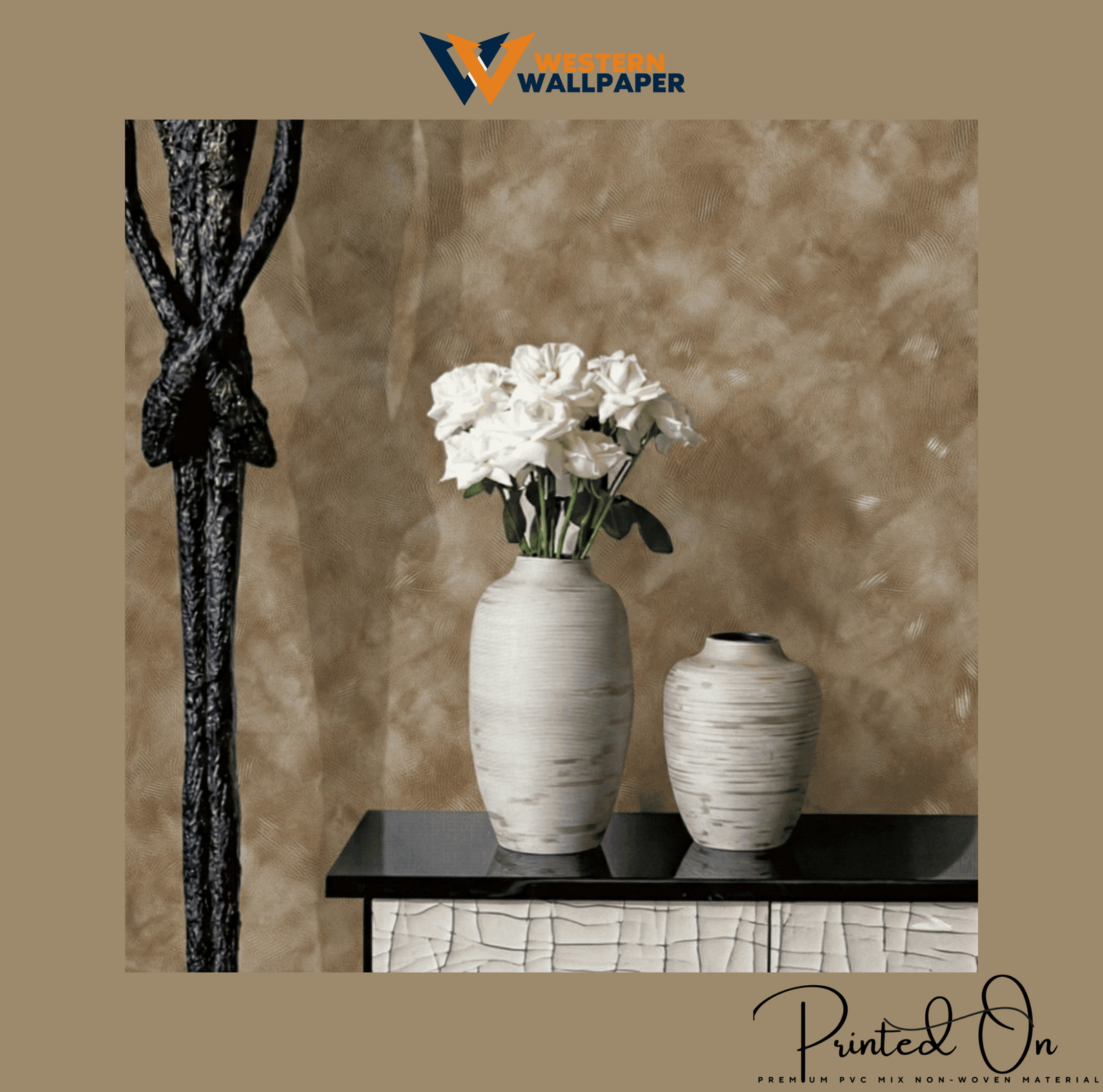 MINIMALIST TEXTURED CLOUD WALLPAPER IN BRONZE AND GOLD