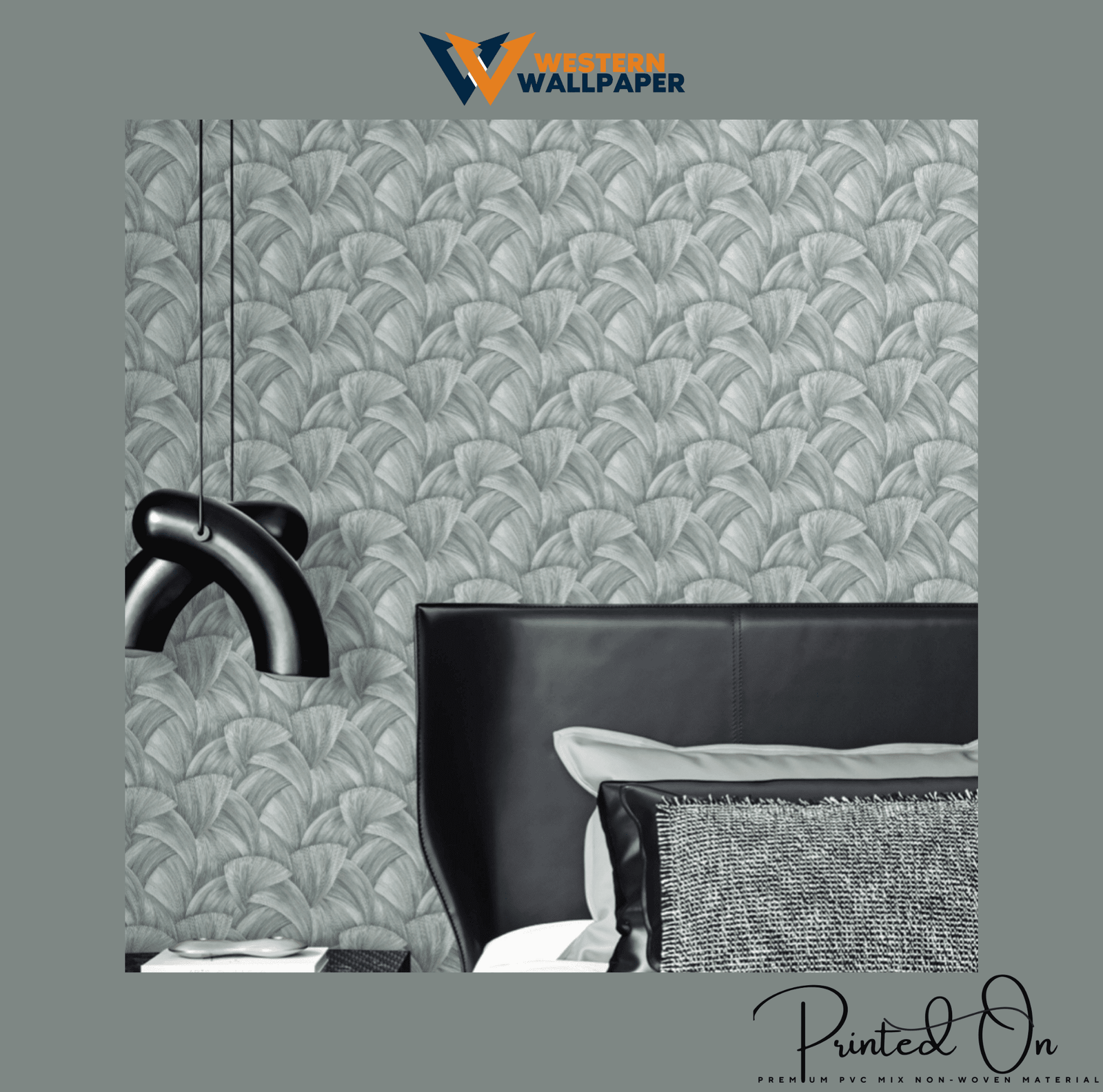 LUXE FANFARE WALLPAPER IN MISTY BLUE