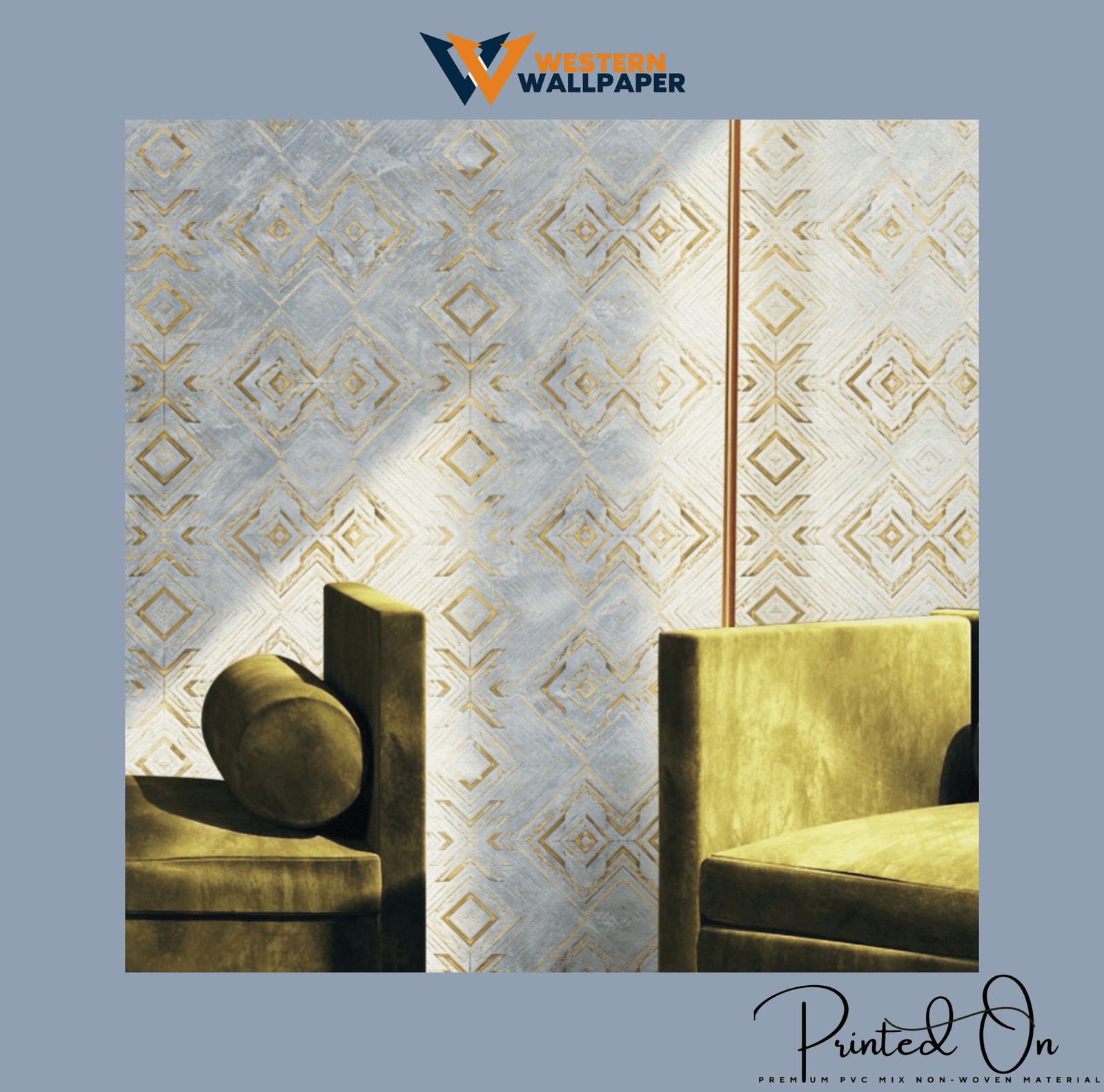 LUXE TRIBAL GEOMETRIC WALLPAPER IN SILVER AND GOLD