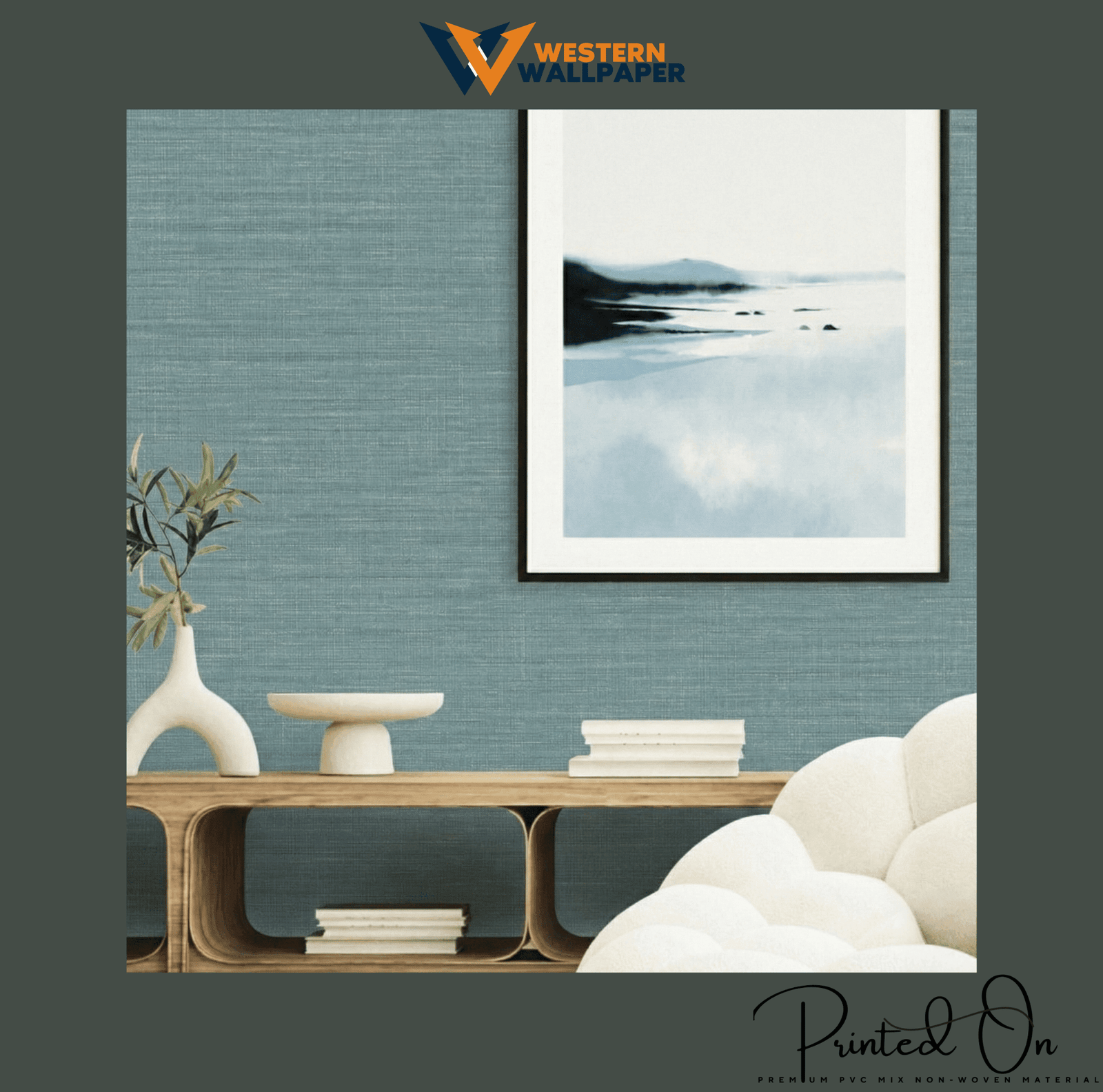 ESSENTIAL LINEN TEXTURE WALLPAPER IN TEAL