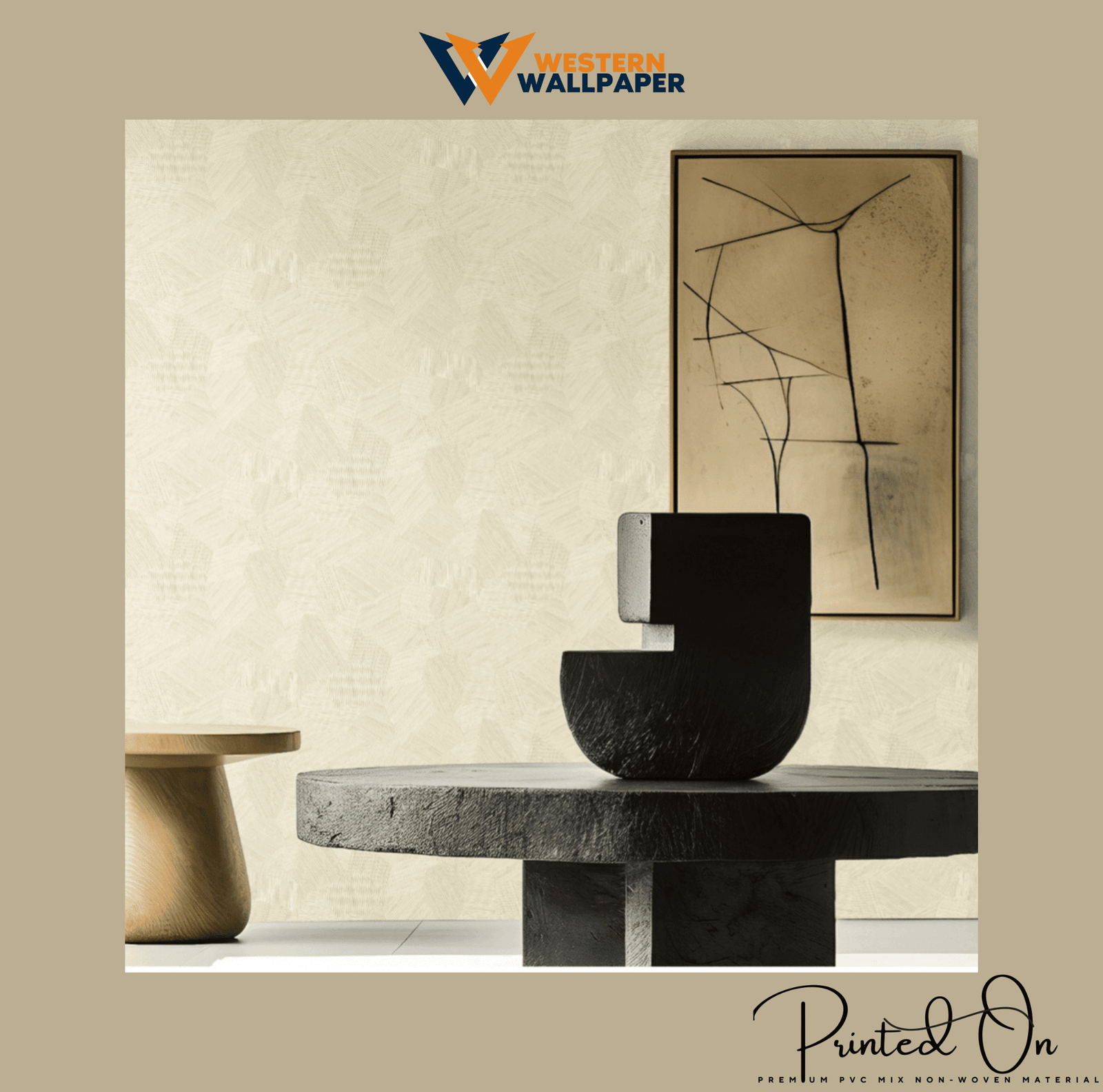 GEOMETRIC SHANTUNG STRAW WALLPAPER IN OYSTER WHITE