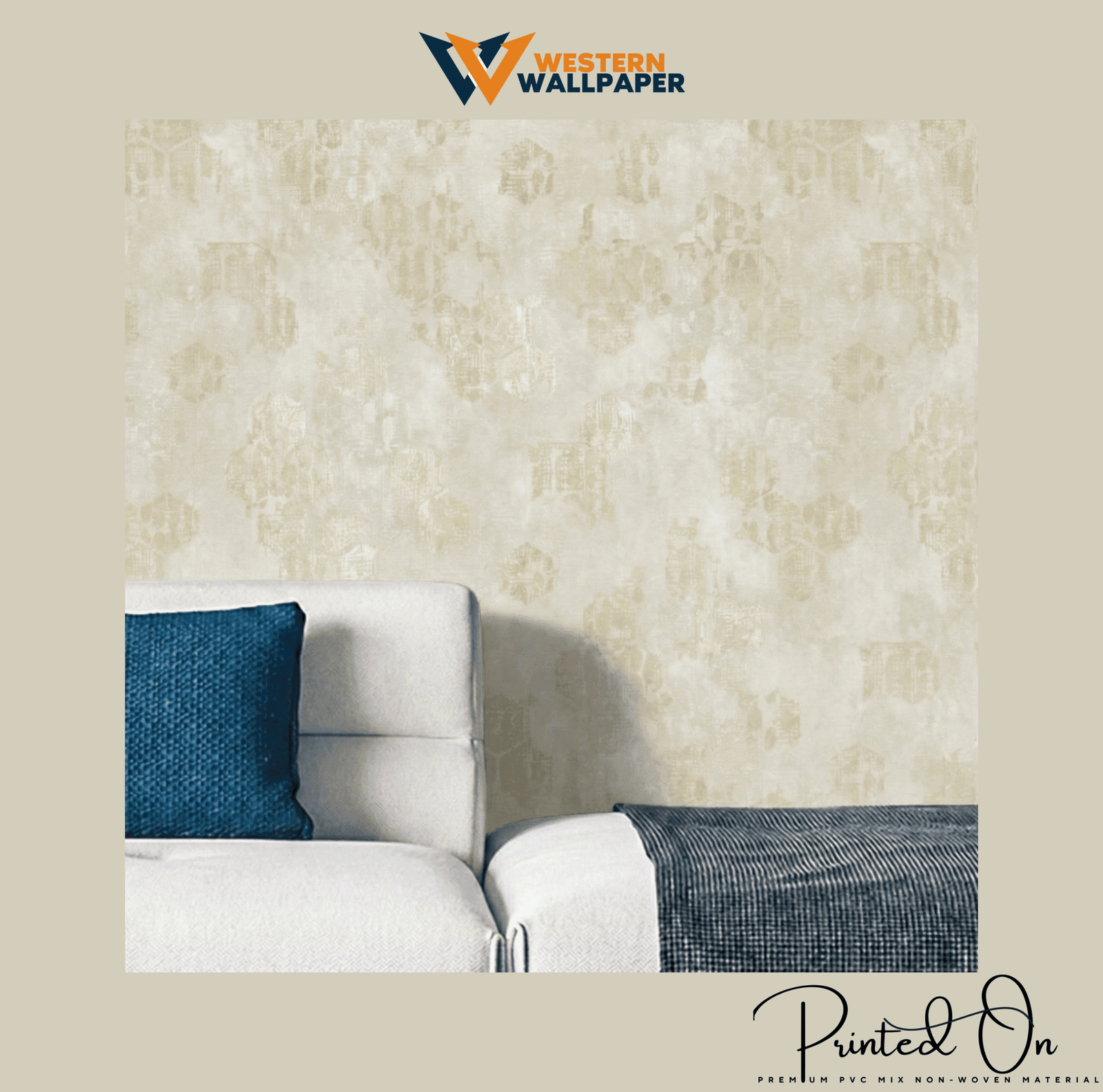 LUXE OVERLAY HEXAGON WALLPAPER IN SANDSTONE BEIGE