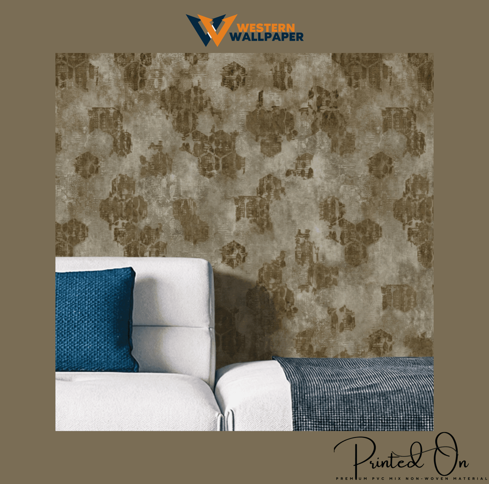 LUXE OVERLAY HEXAGON WALLPAPER IN WEATHERED BRONZE