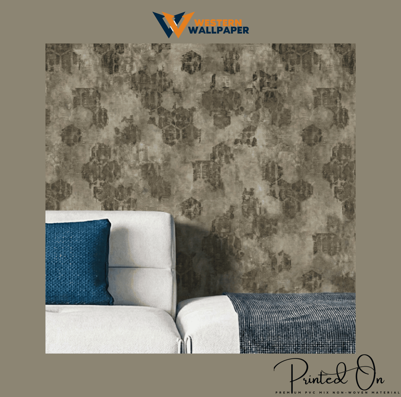 LUXE OVERLAY HEXAGON WALLPAPER IN CHARCOAL GREY