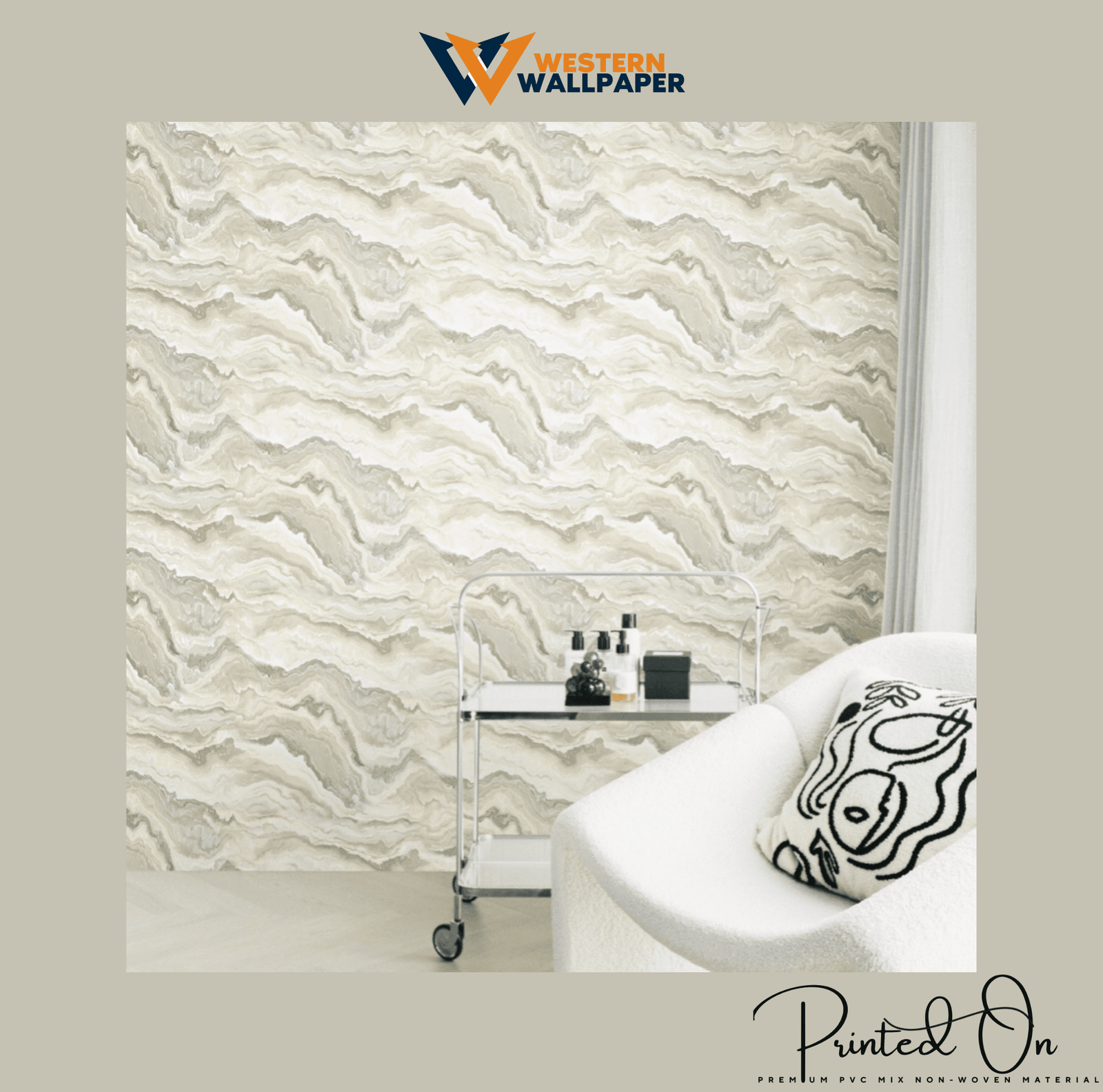 LUXE SWIRLING AGATE WALLPAPER IN SANDSTONE BEIGE