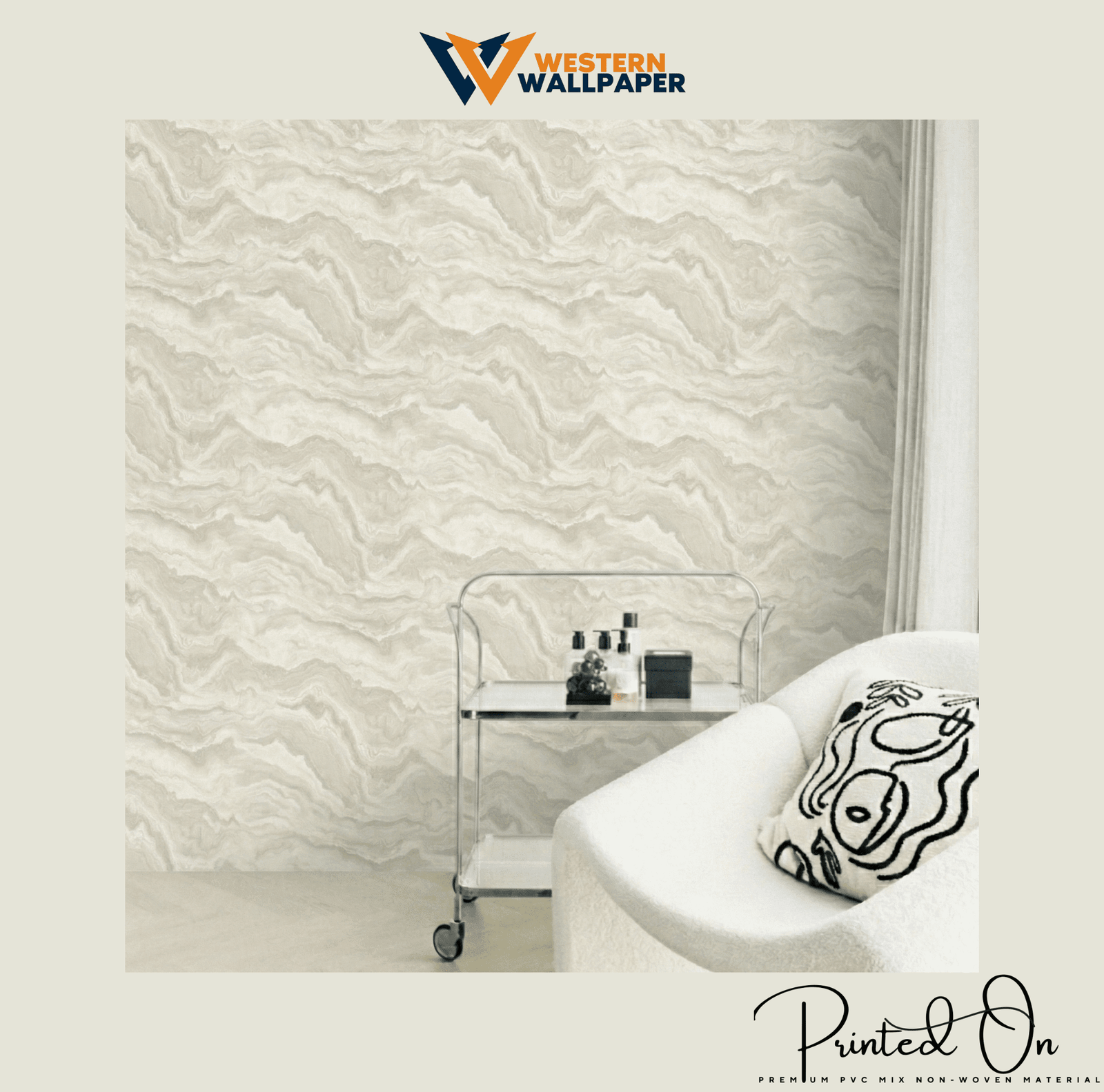 LUXE SWIRLING AGATE WALLPAPER IN CHAMPAGNE MIST