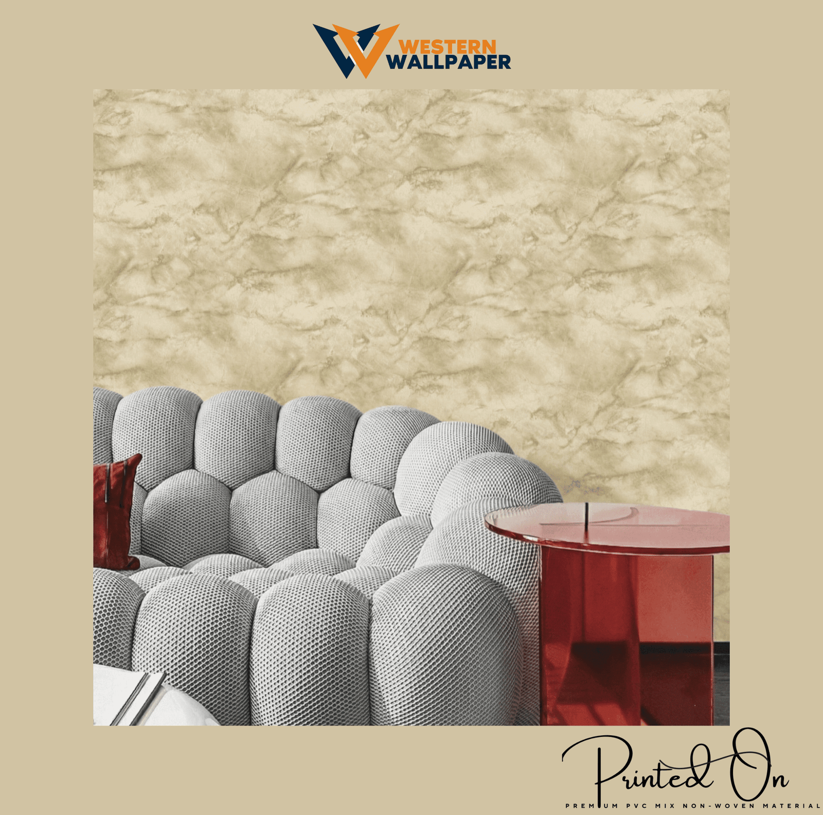 LUXE POLISHED MARBLE WALLPAPER IN GOLDEN OCHRE