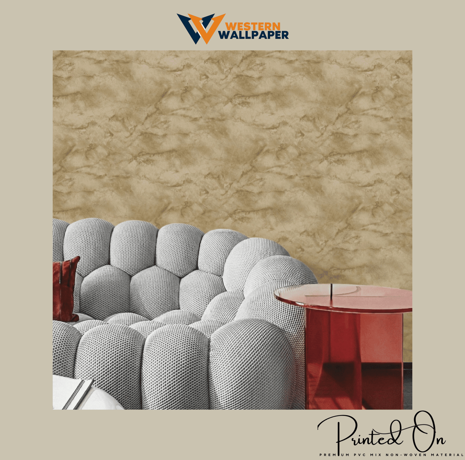 LUXE POLISHED MARBLE WALLPAPER IN ANTIQUE BRASS