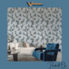 ELEGANT BLOSSOMING VINE WALLPAPER IN CERULEAN AND AMBER