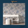 SERENE COASTAL SHRUB WALLPAPER IN COBALT AND DUSTY BEIGE