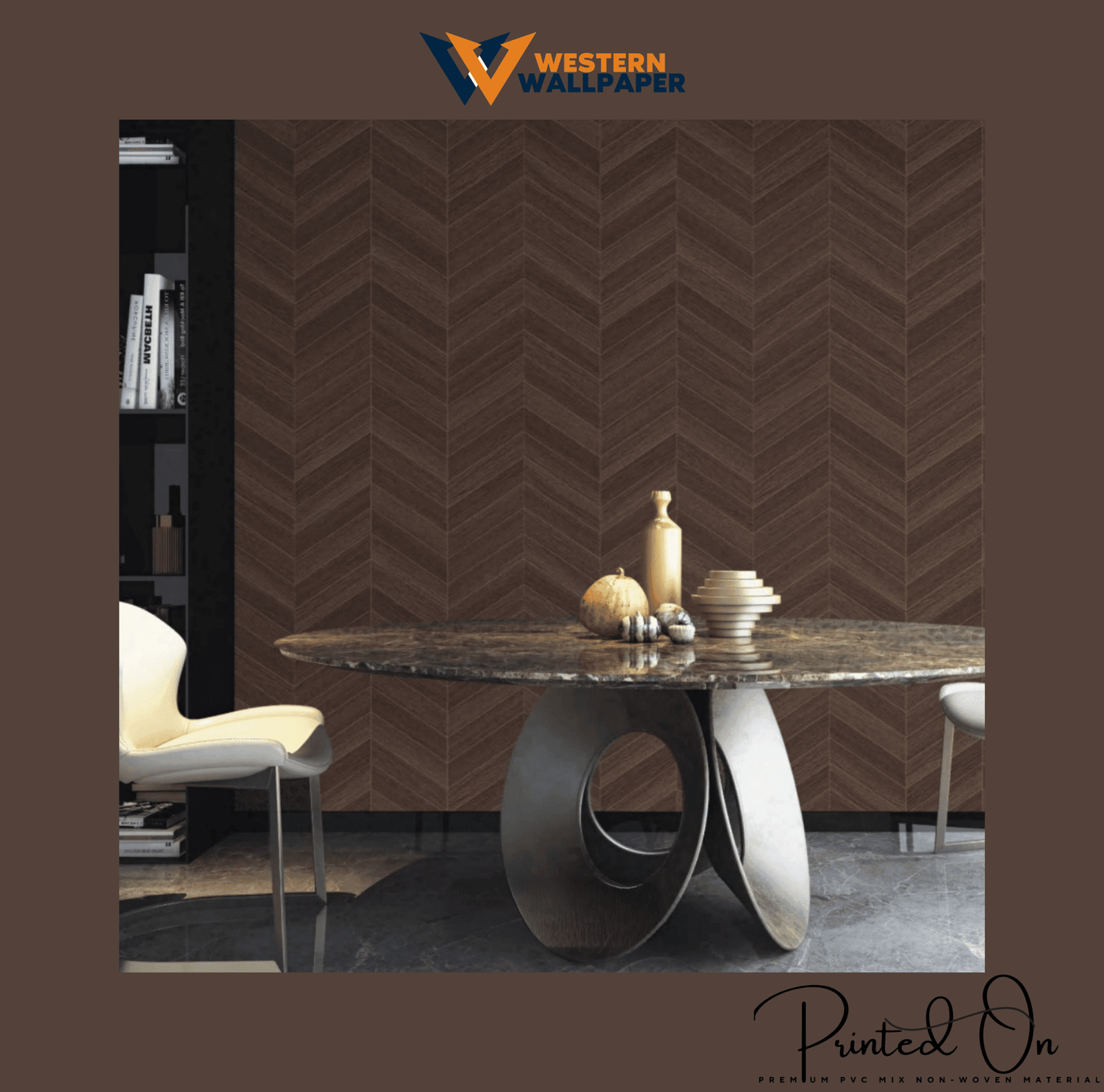 CHEVRON WALNUT WOOD PANELING WALLPAPER