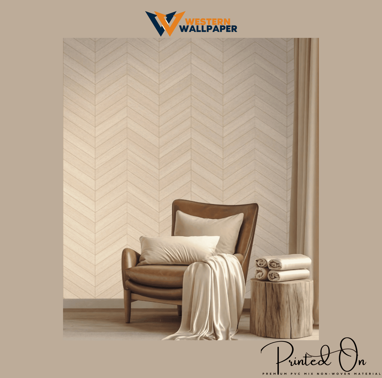 CHEVRON SANDSTONE WOOD PANELING WALLPAPER