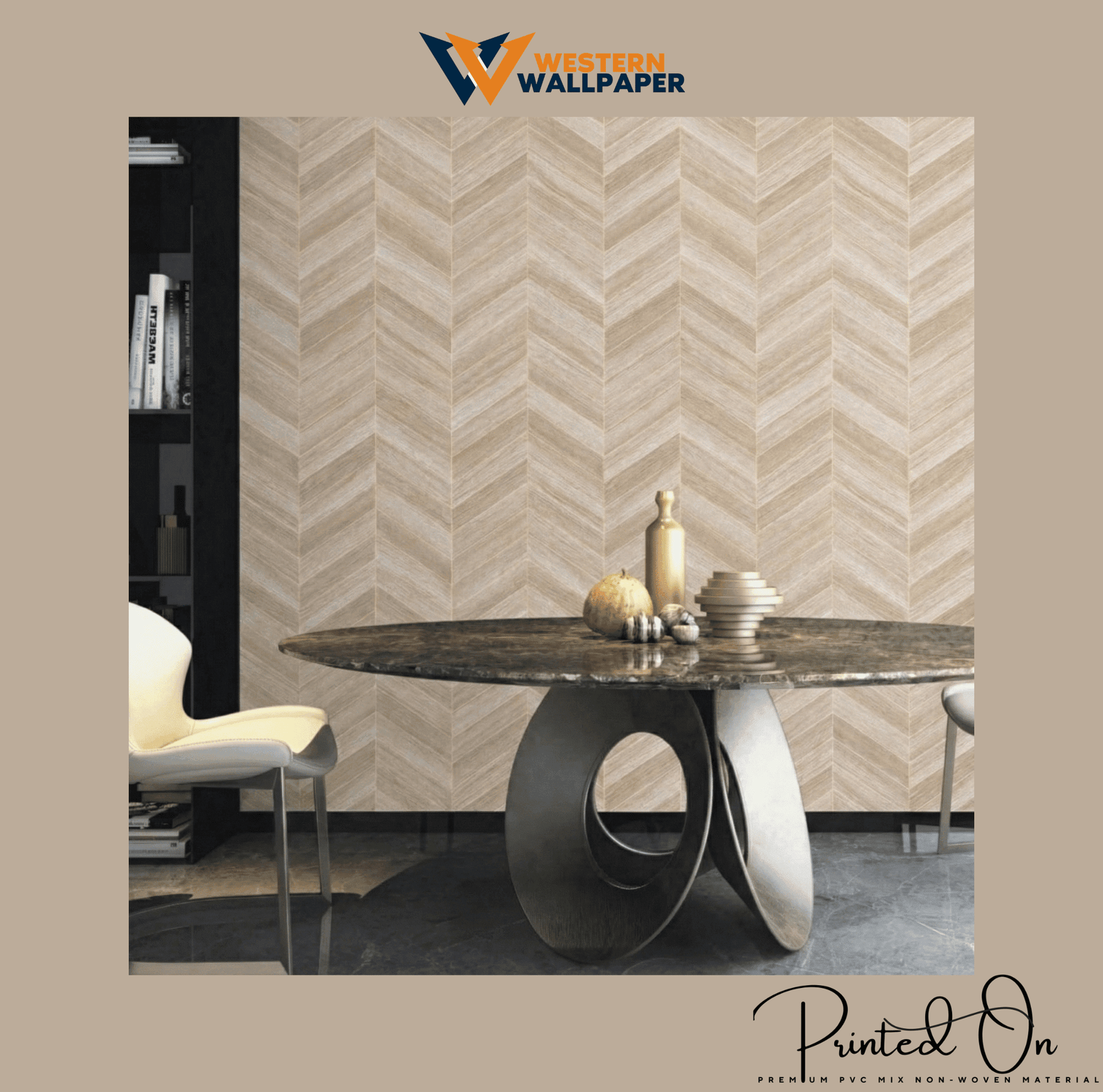 CHEVRON ALMOND WOOD PANELING WALLPAPER